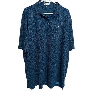 Peter Millar Summer Comfort Polo Shirt Mens XL Royal Blue Golf Performance LOGO*